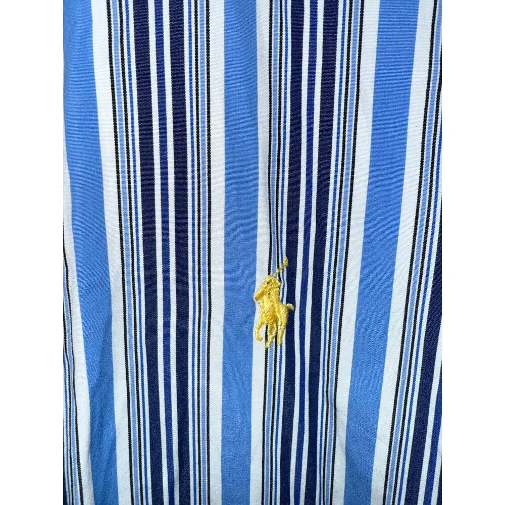 Polo Ralph Lauren Blue Striped Stanton Long Sleeve Button Up Shirt Size XL